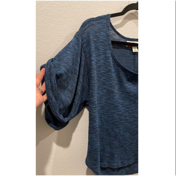 FREE PEOPLE BEACH Blue Rolled Sleeve Boho Blouse - Picture 4 of 7